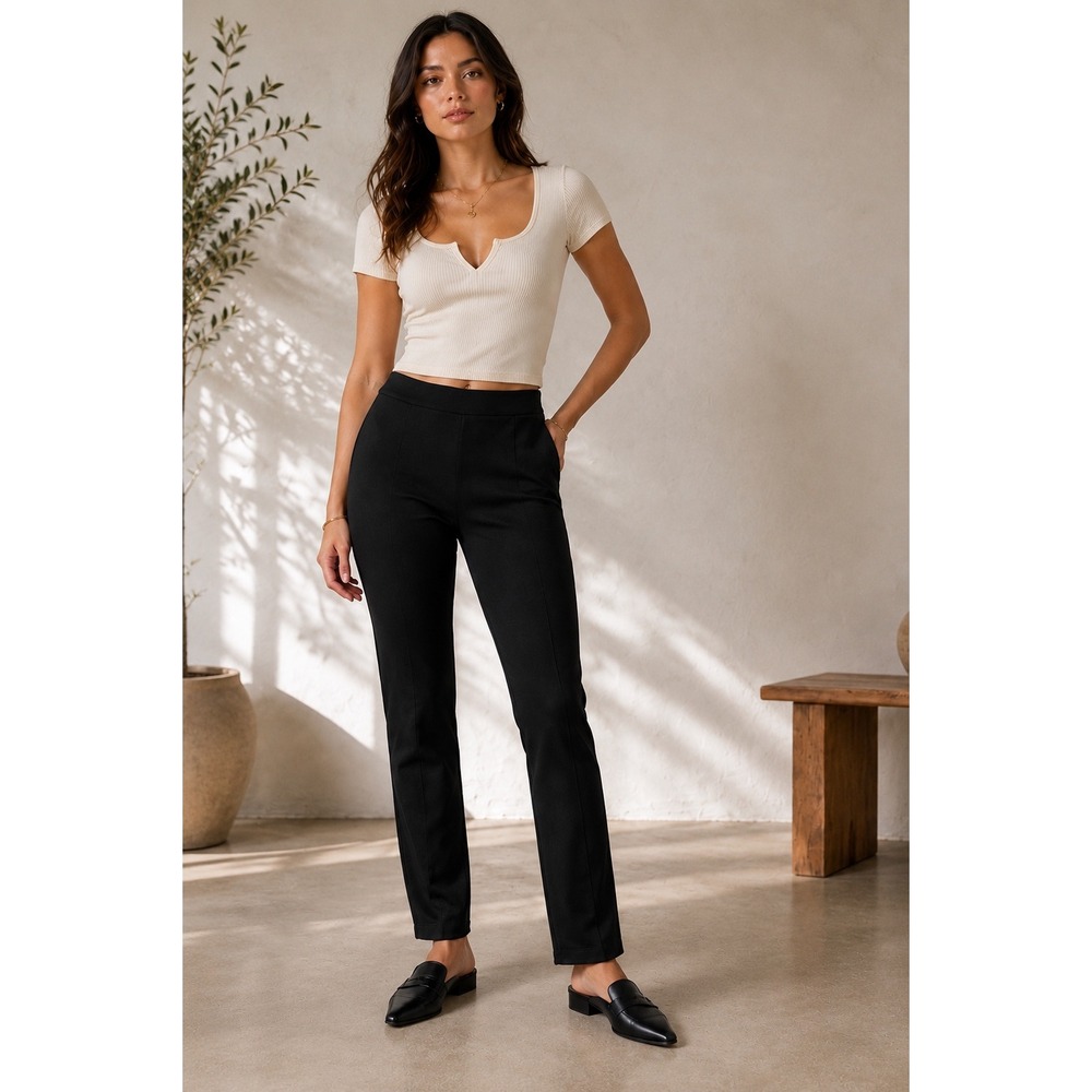 J.Crew Pixie Pant Slim Fit Back Zip Black‎ Size 6 Regular Ponte Knit